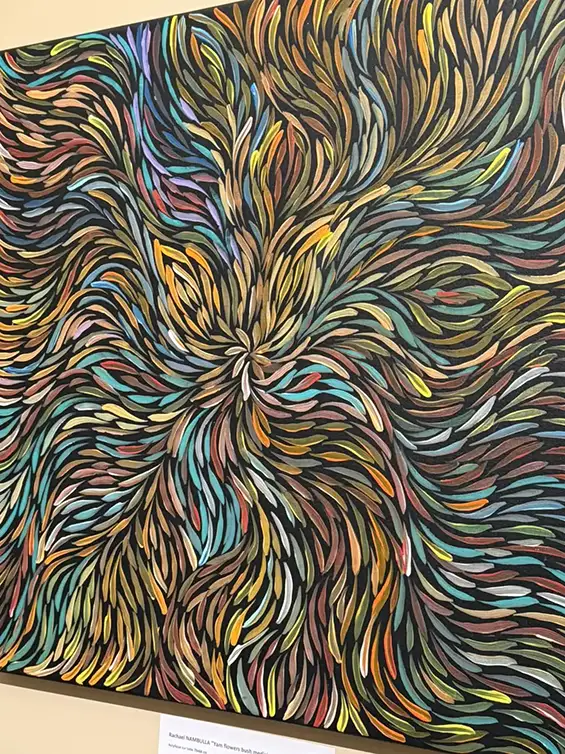 Art aborigène d’Australie — Rachael Nambulla — Yam flowers bush medicine — 70x68 cm — Acrylique sur toile
