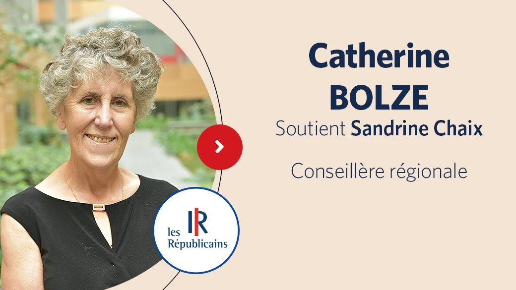 À l'occasion des élections municipales de 2026 à Meylan, la conseillère régionale LR Catherine BOLZE exprime son soutien à Sandrine Chaix, dont elle connaît l’engagement, l’écoute et la volonté d’agir concrètement pour les habitants.