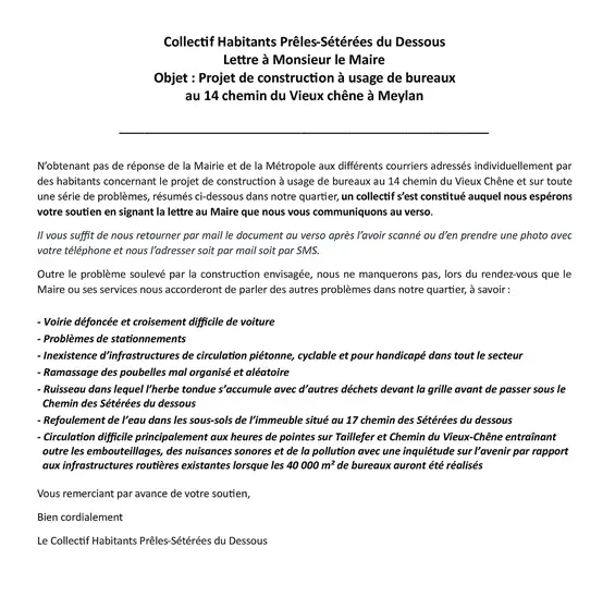 Problème et collectif chemin des preles & sétérée du dessous
