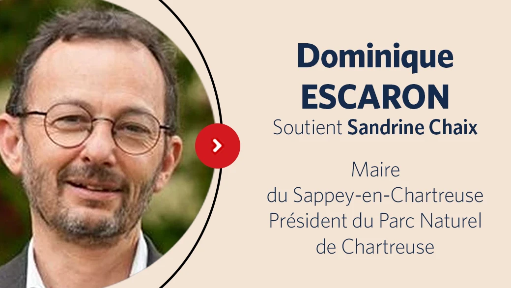 À l'occasion des élections municipales de 2026 à Meylan, le maire du Sappey-en-Chartreuse Dominique ESCARON exprime son soutien à Sandrine Chaix, dont il connaît l’engagement, l’écoute et la volonté d’agir concrètement pour les habitants.
