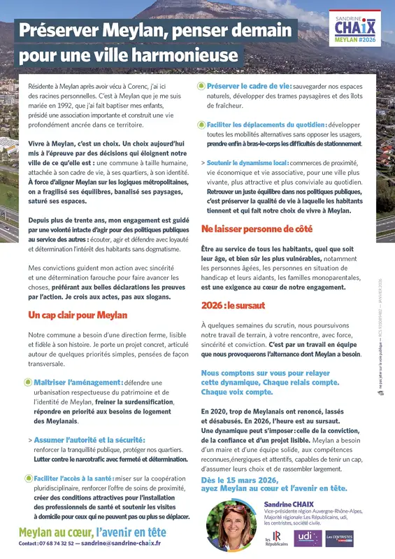 Election - Un cap clair, un sursaut pour Meylan dès le 15 mars 2026