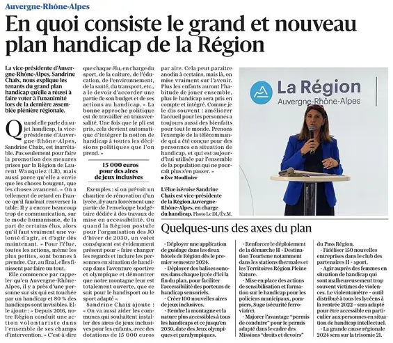 En quoi consiste le grand et nouveau plan handicap de la Région — Article du 27/12/2023, Eve Moulinier