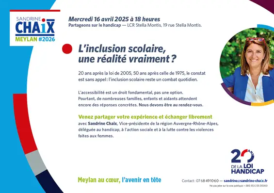 Flyer partage autour du Handicap, L‘inclusion scolaire, une réalité vraiment
