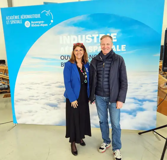 Forum horizon AÉROSPACE 2024 à l'Aérodrome Grenoble-Le Versoud. Sandrine CHAIX et Hervé de Saint-Exupéry