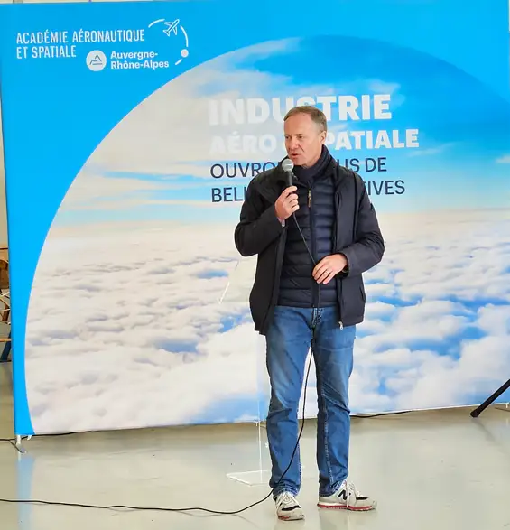 Forum horizon AÉROSPACE 2024 à l'Aérodrome Grenoble-Le Versoud, intervention d'Hervé de Saint-Exupéry.