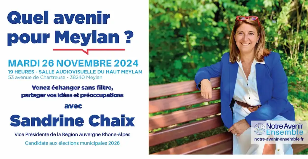 Réunion publique Salle audiovisuelle du Haut-meylan le 26 novembre 2024 - Muncipales Meyaln, avec Sandrine CHAIX
