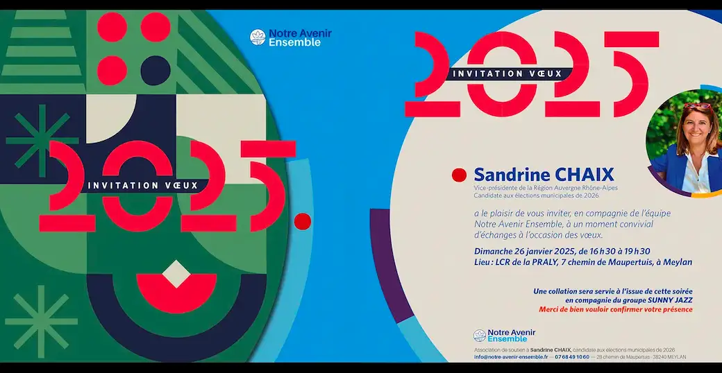 Invitation aux vœux 2025 de Sandrine CHAIX à la LCR de la Praly le 26 janvier 2025