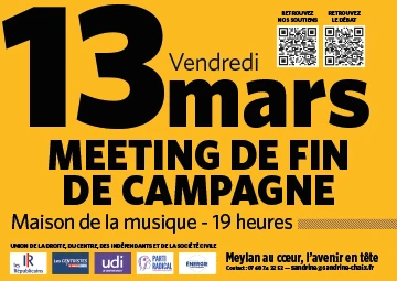 Nous vous donnons rendez-vous vendredi 13 mars 2026 à la Maison de la Musique pour notre meeting de fin de campagne.