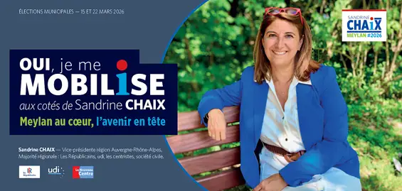 Oui je me mobilise aux cotés de Sandrine CHAIX — Chaque action compte. Un partage, une discussion avec un proche suffisent à faire la différence. Avec votre aide, donnons un nouvel élan à Meylan. Portez les couleurs de Sandrine Chaix et défendez nos idées sur le terrain. Merci pour votre engagement et votre confiance.