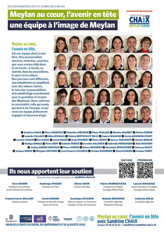 Profession de foi - 1er Tour - Sandrine CHAIX municipales Meylan