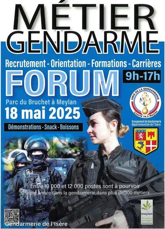 Servir, transmettre, protéger : forum 2025 des métiers de la gendarmerie au parc du Bruchet à Meylan